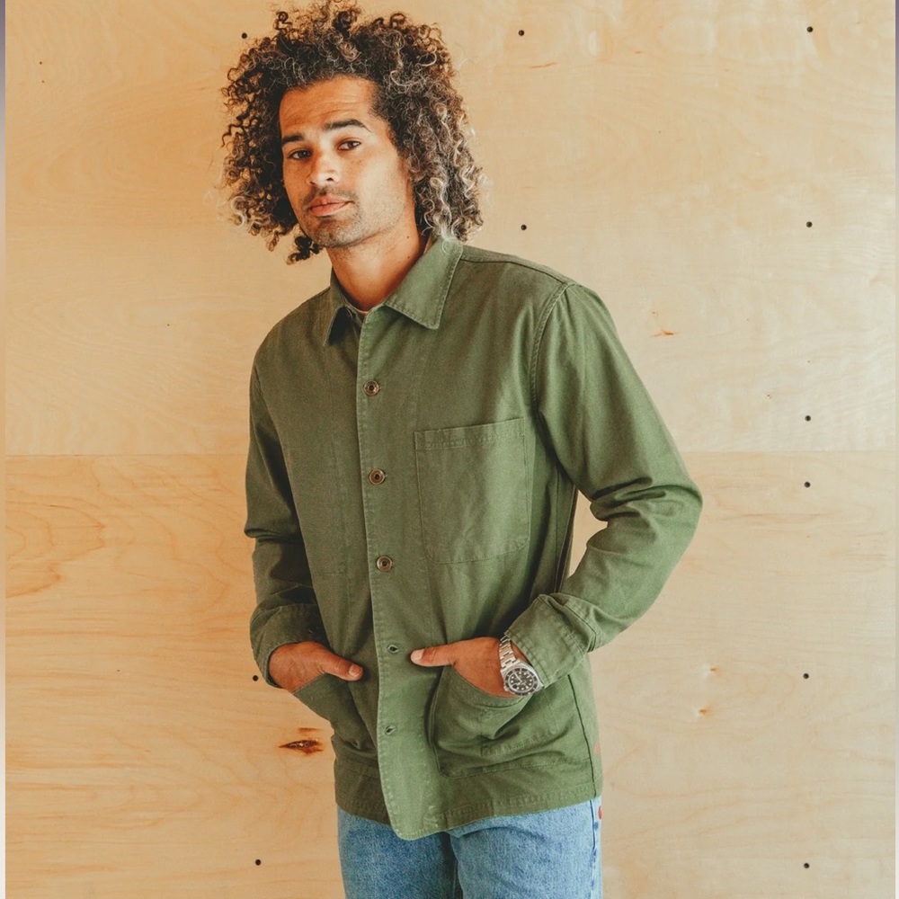 men’s jacket in size L -Cunningham Coat in Fatigue Canvas. GREEN CANVAS JACKET!